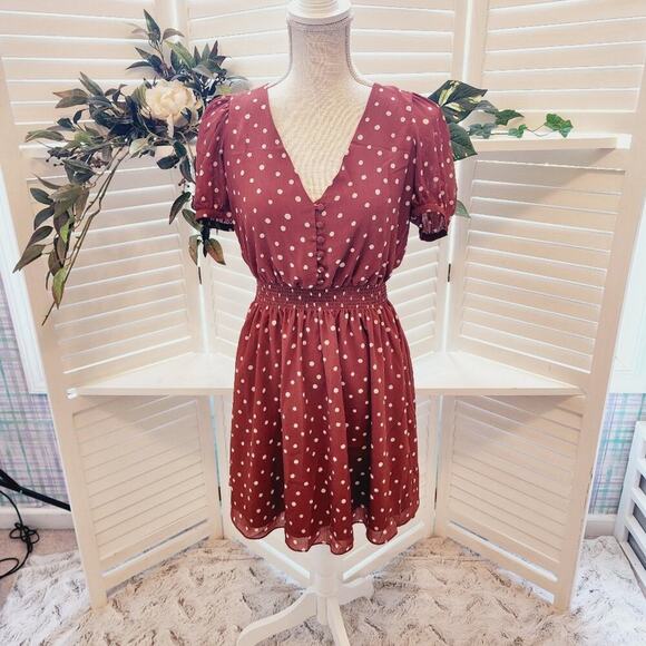 MADEWELL SMOCKED POLKA DOT AMBER WHITE DRESS SIZE XXS (STRETCH WAIST) - Picture 8 of 8